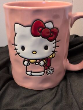 Hello Kitty Pink Mug with Red Bow and Yellow Accent